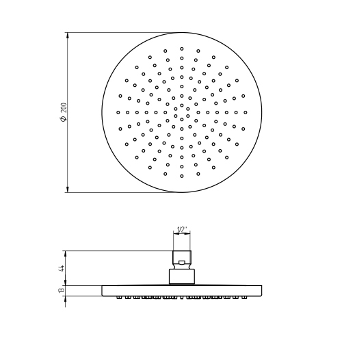 Immagine di Bellosta UNO MINIMAL soffione rotondo Ø 20 cm in ottone, finitura cromo 01-045230