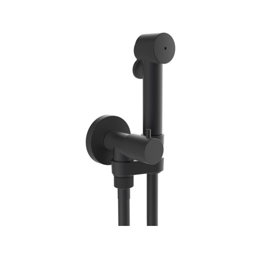 Immagine di Bossini PALOMA idroscopino con presa acqua orientabile e rubinetto di arresto, con flessibile 80 cm, colore nero finitura opaco E57010800073015