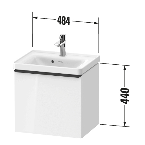 Immagine di Duravit D-NEO base sottolavabo sospesa L.48 H.44 cm, con elemento estraibile, maniglia e chiusura rallentata automatica, colore grigio cemento finitura opaco DE4248004070000