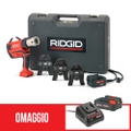 Immagine di Ridgid RP 350-C Pressatrice a pistola con ganasce V 15-22-28 mm, con adattatore per alimentazione 220 V (con cavo da 5 m) e cassetta di trasporto + omaggio batteria 18 V 2.5 Ah e caricabatterie 67133+56513+56523