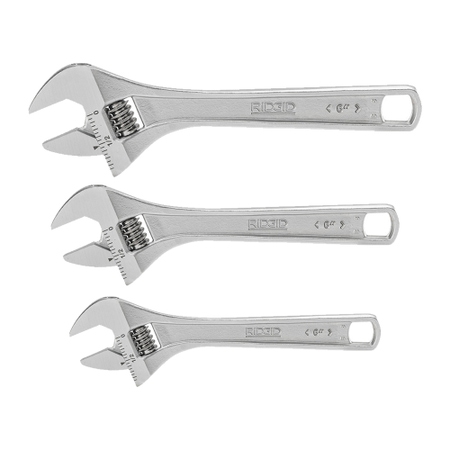 Immagine di Ridgid Kit giratubi regolabili composto da 3 chiavi a rullino da 8", 10" e 12", con apertura ganascia graduata 86907+86912+86917