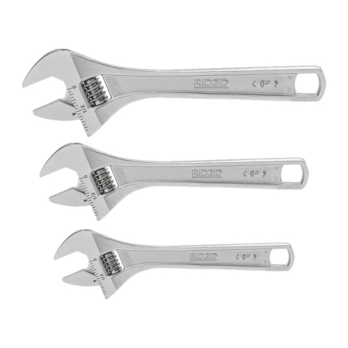 Immagine di Ridgid Kit giratubi regolabili composto da 3 chiavi a rullino da 8", 10" e 12", con apertura ganascia graduata 86907+86912+86917