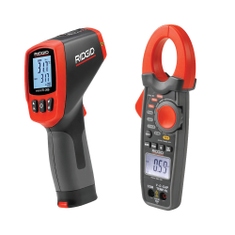 Immagine di Ridgid Kit composto da termometro micro IR-200 a infrarossi senza contatto e CM-100 misuratore digitale a pinza, per cavi con diametro fino a 30 mm 37428+36798