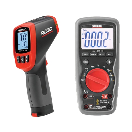 Immagine di Ridgid Kit composto da termometro micro IR-200 a infrarossi senza contatto e micro DM-100 multimetro digitale 37423+36798