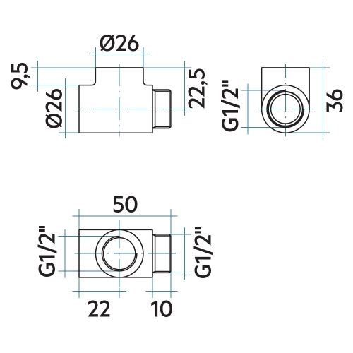 Immagine di Irsap raccordo, tre vie a T da 1/2", colore bianco ATRACTFMF01