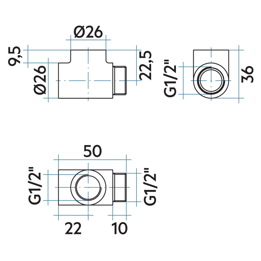 Immagine di Irsap raccordo, tre vie a T da 1/2", colore bianco ATRACTFMF01