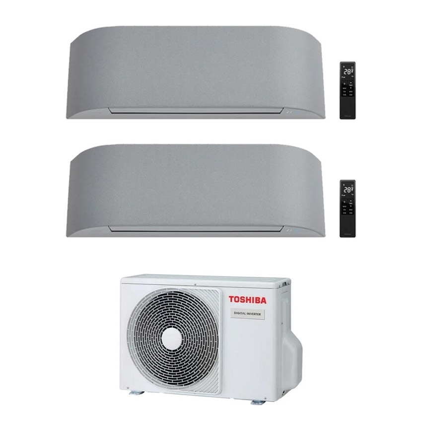 Immagine di Toshiba HAORI R32 Climatizzatore a parete dual split inverter Wi-Fi light grey | unità esterna 4 kW unità interne 10000+10000 BTU RAS-2M14G3AVG-E+RAS-[B10|B10]N4KVRG-E