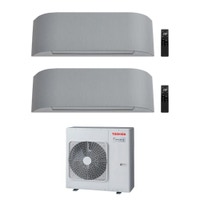 Immagine di Toshiba HAORI R32 Climatizzatore a parete dual split inverter Wi-Fi light grey | unità esterna 7.5 kW unità interne 7000+7000 BTU RAS-3M26G3AVG-E+RAS-[M07|M07]N4KVRG-E