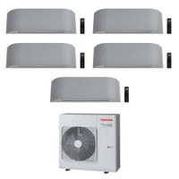 Immagine di Toshiba HAORI R32 Climatizzatore a parete penta split inverter Wi-Fi light grey | unità esterna 10 kW unità interne 10000+10000+10000+7000+7000 BTU RAS-5M34G3AVG-E+RAS-[B10|B10|B10|M07|M07]N4KVRG-E