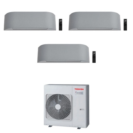 Immagine di Toshiba HAORI R32 Climatizzatore a parete trial split inverter Wi-Fi light grey | unità esterna 7.5 kW unità interne 10000+10000+10000 BTU RAS-3M26G3AVG-E+RAS-[B10|B10|B10]N4KVRG-E