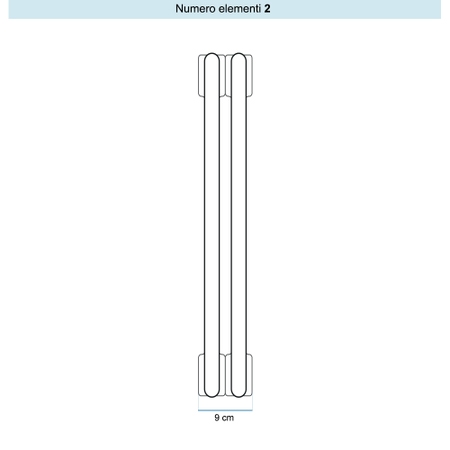 Immagine di Irsap TESI 2 Radiatore 2 elementi H.20 L.9 P.6,5 cm, colore bianco standard finitura lucido Cod.01 (senza tappi) RT202000201IRNON01