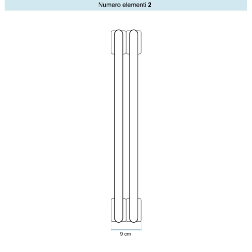 Immagine di Irsap TESI 2 Radiatore 2 elementi H.20 L.9 P.6,5 cm, colore bianco standard finitura lucido Cod.01 (senza tappi) RT202000201IRNON01