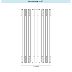 Immagine di Irsap TESI 2 Radiatore 7 elementi H.60 L.31,5 P.6,5 cm, colore bianco standard finitura lucido Cod.01 (senza tappi) RT206000701IRNON03