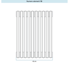 Immagine di Irsap TESI 2 Radiatore 10 elementi H.60 L.45 P.6,5 cm, colore bianco standard finitura lucido Cod.01 (senza tappi) RT206001001IRNON02