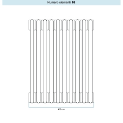Immagine di Irsap TESI 2 Radiatore 10 elementi H.56,5 L.45 P.6,5 cm, colore bianco finitura opaco Cod.J8 (con tappi) RT2056510J8IR02N01