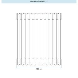 Immagine di Irsap TESI 2 Radiatore 11 elementi H.59,5 L.49,5 P.6,5 cm, colore bianco standard finitura lucido Cod.01 (senza tappi) RT205951101IRNON01