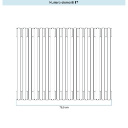 Immagine di Irsap TESI 2 Radiatore 17 elementi H.20 L.76,5 P.6,5 cm, colore bianco standard finitura lucido Cod.01 (senza tappi) RT202001701IRNON01