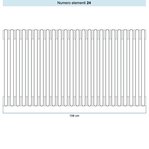 Immagine di Irsap TESI 2 Radiatore 24 elementi H.68,5 L.108 P.6,5 cm, colore bianco standard finitura lucido Cod.01 (senza tappi) RT206852401IRNON01