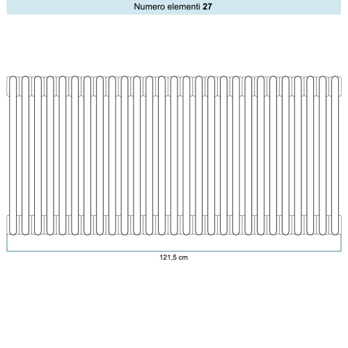 Immagine di Irsap TESI 2 Radiatore 27 elementi H.60 L.121,5 P.6,5 cm, colore bianco standard finitura lucido Cod.01 (senza tappi) RT206002701IRNON01