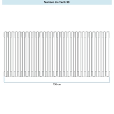 Immagine di Irsap TESI 2 Radiatore 30 elementi H.20 L.135 P.6,5 cm, colore bianco standard finitura lucido Cod.01 (senza tappi) RT202003001IRNON01