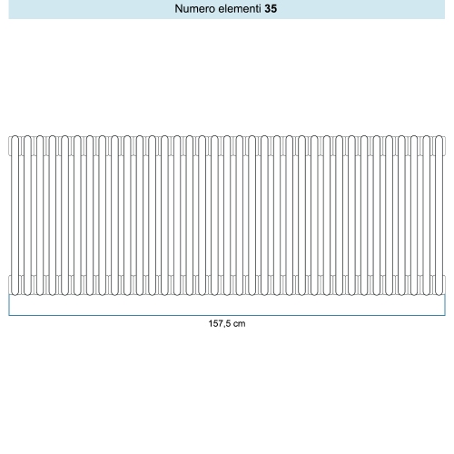 Immagine di Irsap TESI 2 Radiatore 35 elementi H.100 L.157,5 P.6,5 cm, colore bianco standard finitura lucido Cod.01 (senza tappi) RT210003501IRNON01