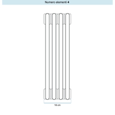 Immagine di Irsap TESI 2 Radiatore 4 elementi H.60 L.18 P.6,5 cm, colore bianco standard finitura lucido Cod.01 (senza tappi) RT206000401IRNON02