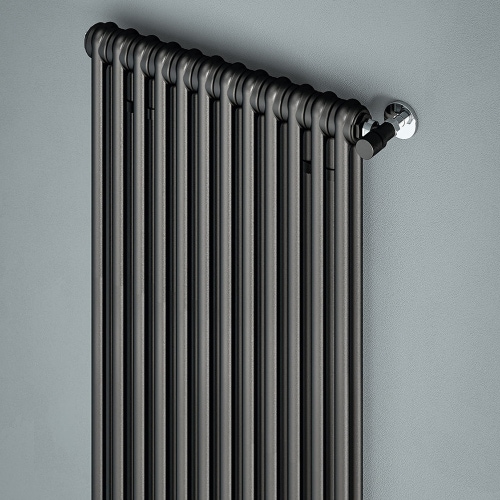 Immagine di Irsap TESI 2 Radiatore 12 elementi H.75 L.54 P.6,5 cm, colore nero satinato finitura ruvido Cod.30 (con tappi) RT207501230IR02N01