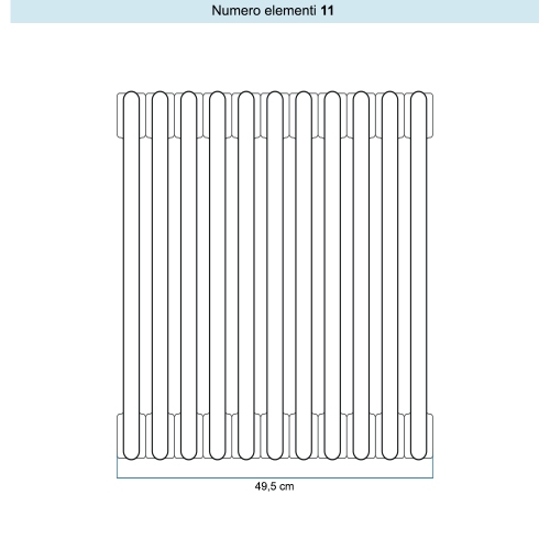 Immagine di Irsap TESI 4 Radiatore 11 elementi H.166,5 L.49,5 P.13,9 cm, colore bianco standard finitura lucido Cod.01 (senza tappi) RT416651101IRNON01