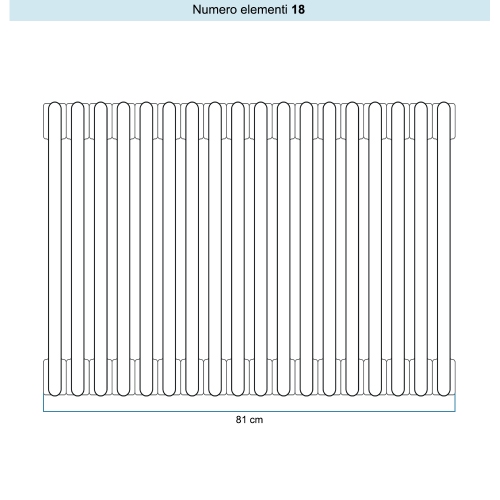 Immagine di Irsap TESI 4 Radiatore 18 elementi H.200 L.81 P.13,9 cm, colore bianco standard finitura lucido Cod.01 (senza tappi) RT420001801IRNON01