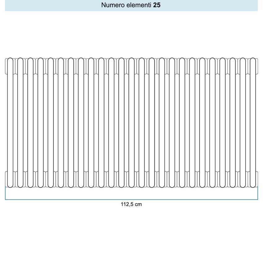 Immagine di Irsap TESI 4 Radiatore 25 elementi H.75 L.112,5 P.13,9 cm, colore bianco standard finitura lucido Cod.01 (senza tappi) RT407502501IRNON01