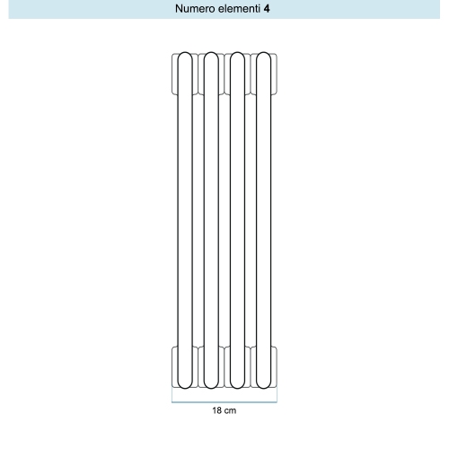 Immagine di Irsap TESI 5 Radiatore 4 elementi H.180 L.18 P.17,7 cm, colore bianco standard finitura lucido Cod.01 (senza tappi) RT518000401IRNON01