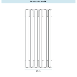 Immagine di Irsap TESI 5 Radiatore 6 elementi H.220 L.27 P.17,7 cm, colore bianco finitura opaco Cod.J8 (con tappi) RT5220006J8IR02N01