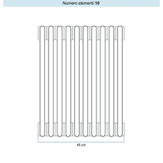 Immagine di Irsap TESI 5 Radiatore 10 elementi H.60 L.45 P.17,7 cm, colore bianco standard finitura lucido Cod.01 (senza tappi) RT506001001IRNON02