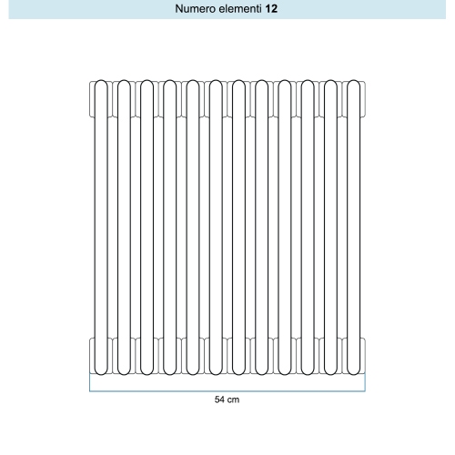 Immagine di Irsap TESI 5 Radiatore 12 elementi H.88,5 L.54 P.17,7 cm, colore avorio ral 1013 finitura lucido Cod.02 (con tappi) RT508851202IRNON01