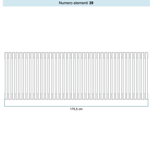 Immagine di Irsap TESI 5 Radiatore 39 elementi H.20 L.175,5 P.17,7 cm, colore bianco standard finitura lucido Cod.01 (senza tappi) RT502003901IRNON01