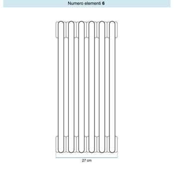 Immagine di Irsap TESI 6 Radiatore 6 elementi H.180 L.27 P.21,5 cm, colore bianco standard finitura lucido Cod.01 (senza tappi) RT618000601IRNON01