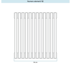 Immagine di Irsap TESI 6 Radiatore 12 elementi H.120 L.54 P.21,5 cm, colore bianco standard finitura lucido Cod.01 (senza tappi) RT612001201IRNON02