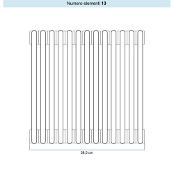 Immagine di Irsap TESI 6 Radiatore 13 elementi H.90 L.58,5 P.21,5 cm, colore sablè finitura ruvido Cod.Y4 (con tappi) RT6090013Y4IR02N01