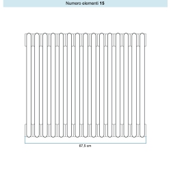 Immagine di Irsap TESI 6 Radiatore 15 elementi H.60 L.67,5 P.21,5 cm, colore sablè finitura ruvido Cod.Y4 (con tappi) RT6060015Y4IR02N01
