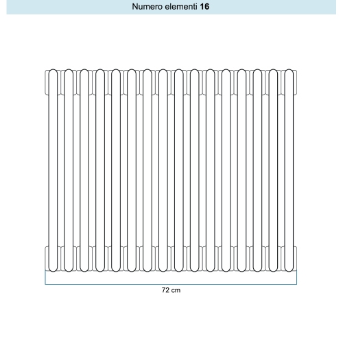 Immagine di Irsap TESI 6 Radiatore 16 elementi H.66,5 L.72 P.21,5 cm, colore grigio perla finitura ruvido Cod.L6 (con tappi) RT6066516L6IR02N01