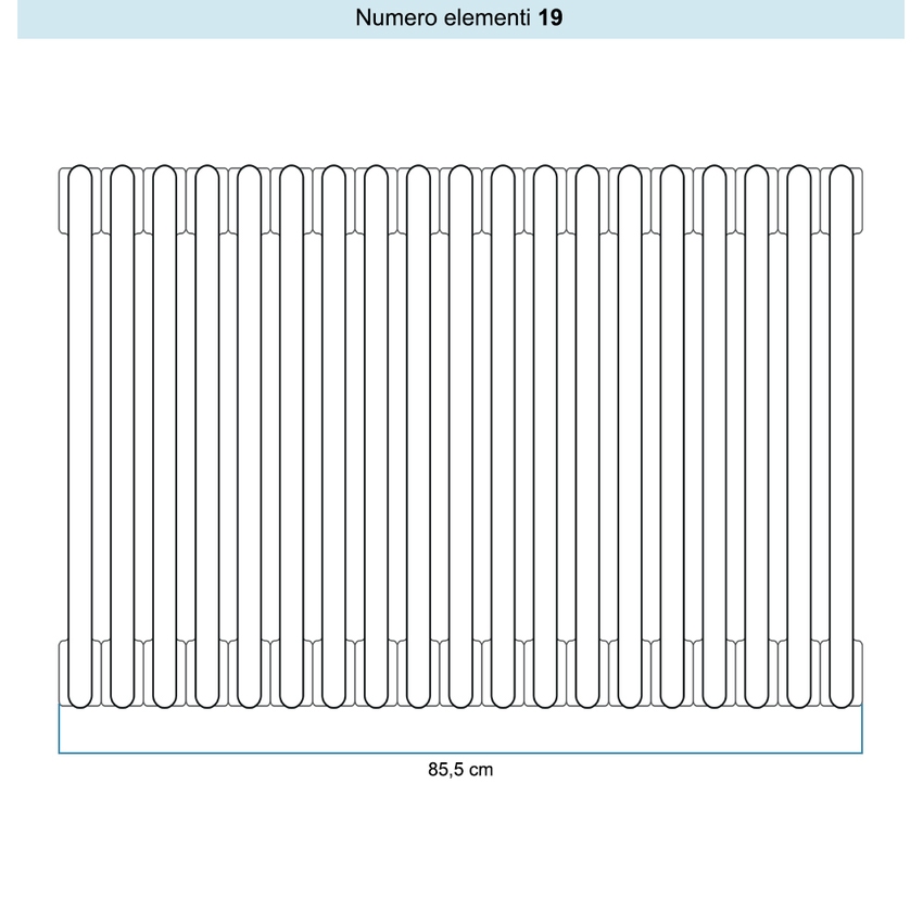 Immagine di Irsap TESI 6 Radiatore 19 elementi H.66,5 L.85,5 P.21,5 cm, colore sablè finitura ruvido Cod.Y4 (con tappi) RT6066519Y4IR02N01