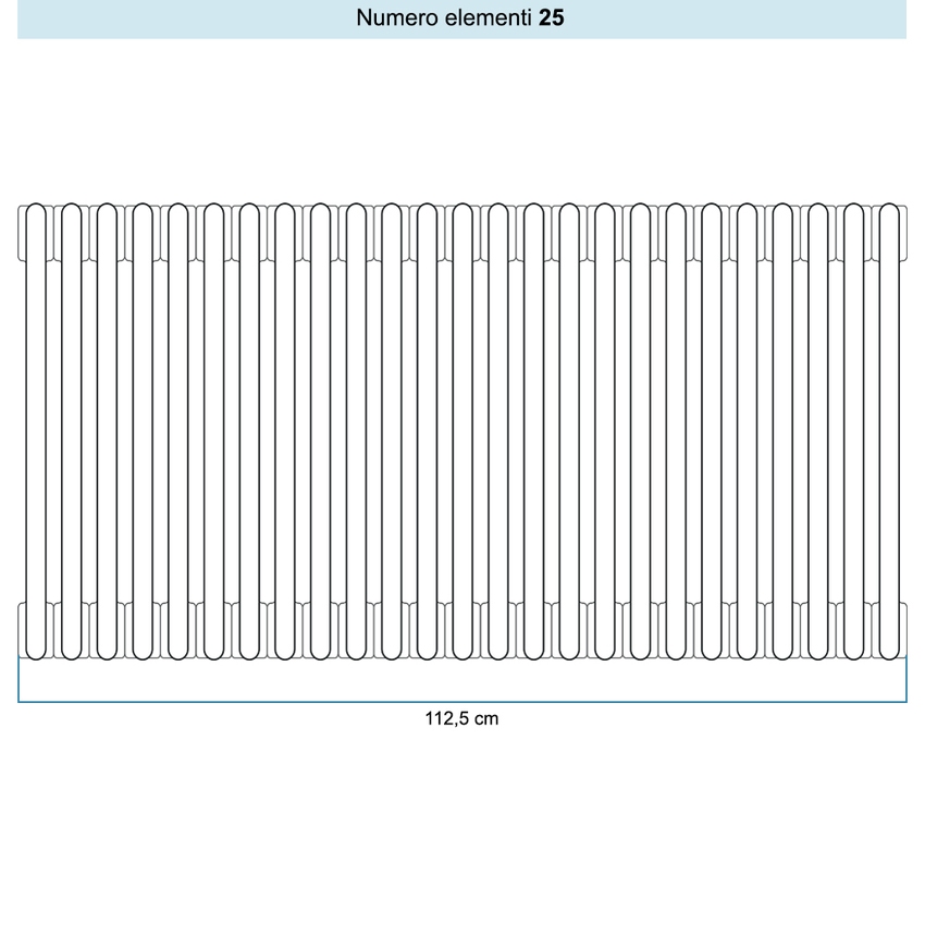 Immagine di Irsap TESI 6 Radiatore 25 elementi H.20 L.112,5 P.21,5 cm, colore bianco standard finitura lucido Cod.01 (senza tappi) RT602002501IRNON01