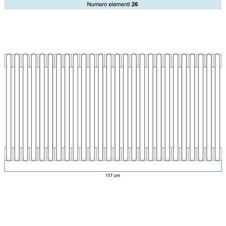 Immagine di Irsap TESI 6 Radiatore 26 elementi H.40 L.117 P.21,5 cm, colore grigio perla finitura ruvido Cod.L6 (con tappi) RT6040026L6IR02N01