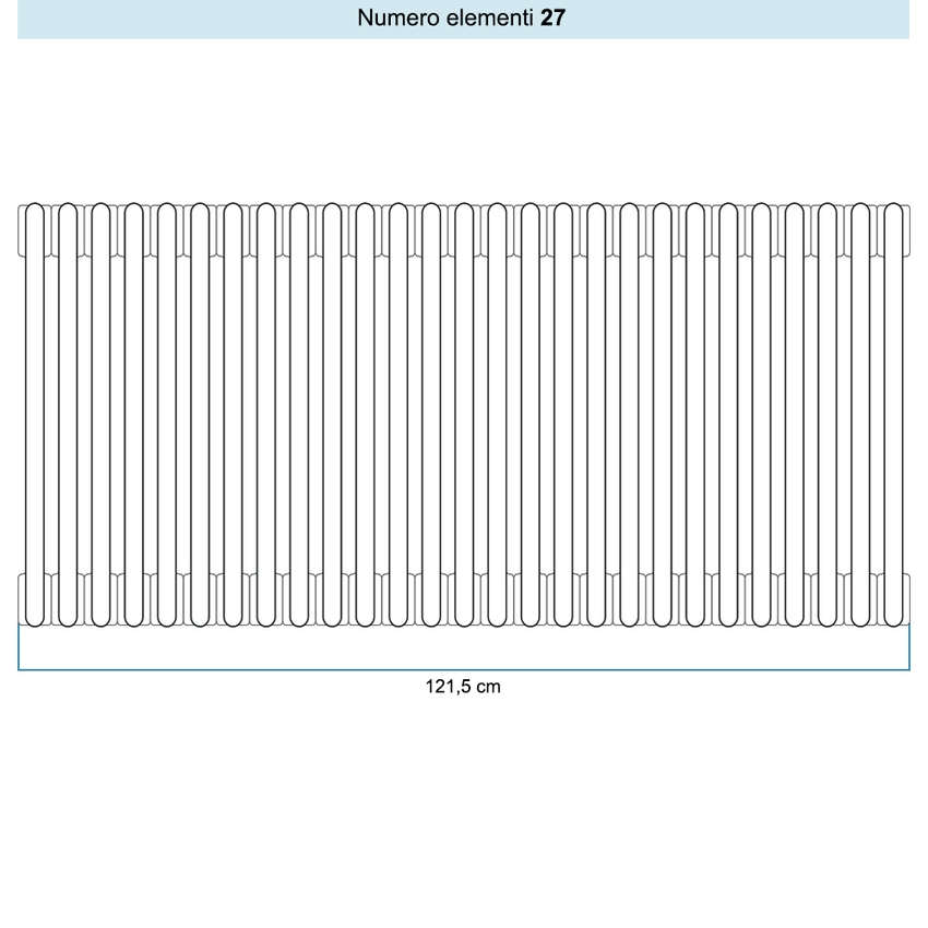 Immagine di Irsap TESI 6 Radiatore 27 elementi H.30 L.121,5 P.21,5 cm, colore bianco finitura opaco Cod.J8 (con tappi) RT6030027J8IR02N01