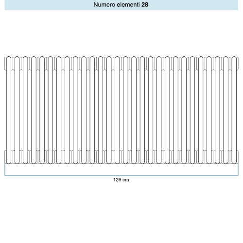 Immagine di Irsap TESI 6 Radiatore 28 elementi H.50 L.126 P.21,5 cm, colore bianco standard finitura lucido Cod.01 (senza tappi) RT605002801IRNON01