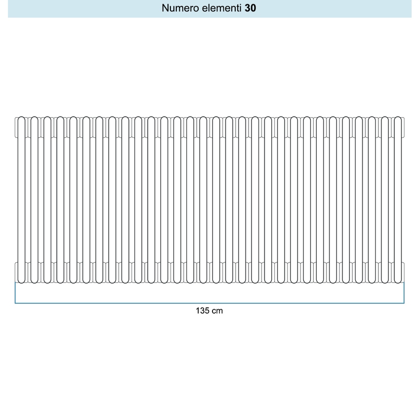 Immagine di Irsap TESI 6 Radiatore 30 elementi H.40 L.135 P.21,5 cm, colore bianco standard finitura lucido Cod.01 (senza tappi) RT604003001IRNON01