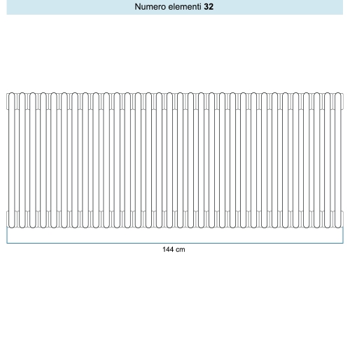Immagine di Irsap TESI 6 Radiatore 32 elementi H.20 L.144 P.21,5 cm, colore bianco standard finitura lucido Cod.01 (senza tappi) RT602003201IRNON01