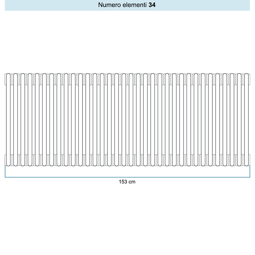 Immagine di Irsap TESI 6 Radiatore 34 elementi H.40 L.153 P.21,5 cm, colore bianco standard finitura lucido Cod.01 (senza tappi) RT604003401IRNON01