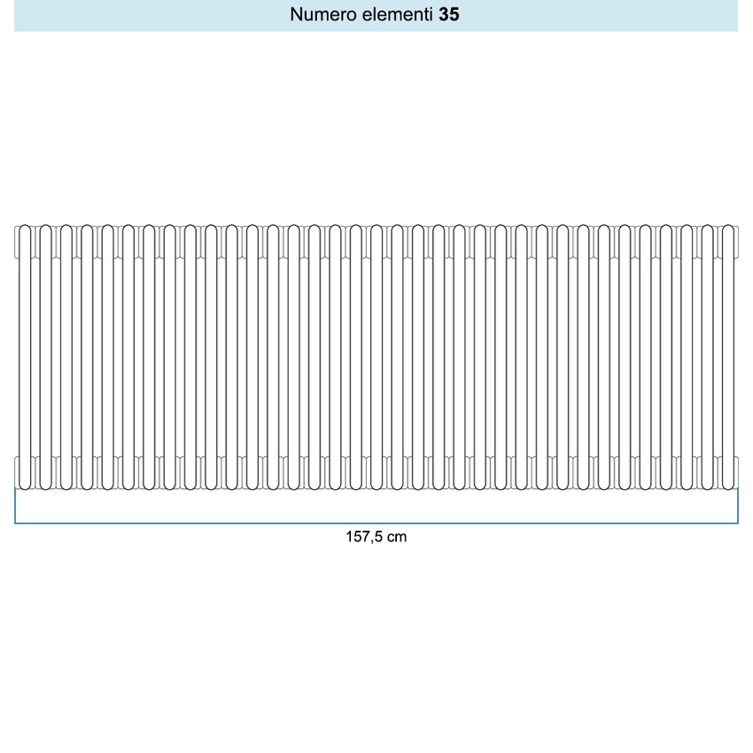 Immagine di Irsap TESI 6 Radiatore 35 elementi H.20 L.157,5 P.21,5 cm, colore bianco standard finitura lucido Cod.01 (senza tappi) RT602003501IRNON01