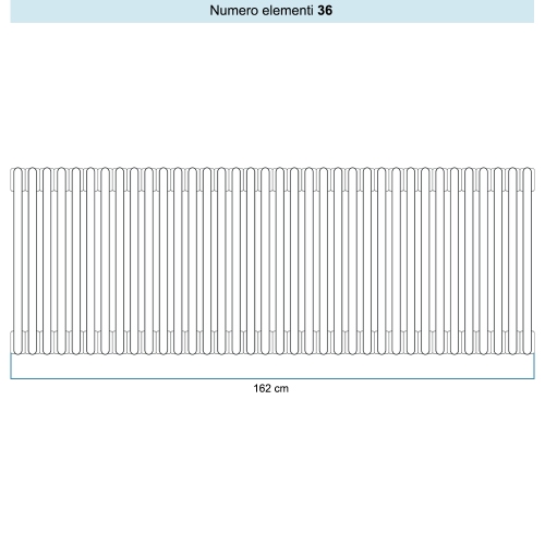 Immagine di Irsap TESI 6 Radiatore 36 elementi H.20 L.162 P.21,5 cm, colore bianco standard finitura lucido Cod.01 (senza tappi) RT602003601IRNON01